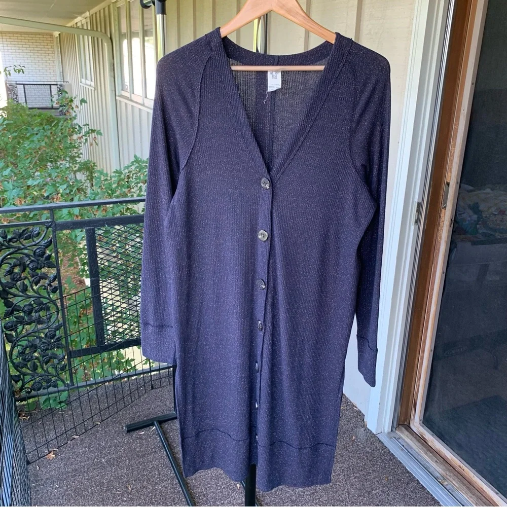 Free People Sparkle Long Button Knit Cardigan Sweater Women’s Large